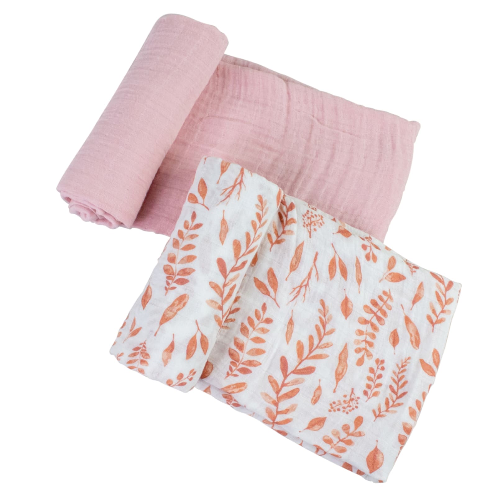 BEBE AU LAIT Pucktuch Classic Muslin 2er Pack, Pink Leaves/Candy