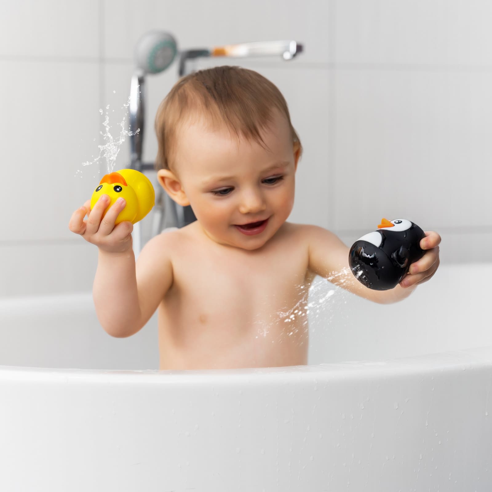 REER MyHappyBath Toys Badetiere Ente & Pinguin