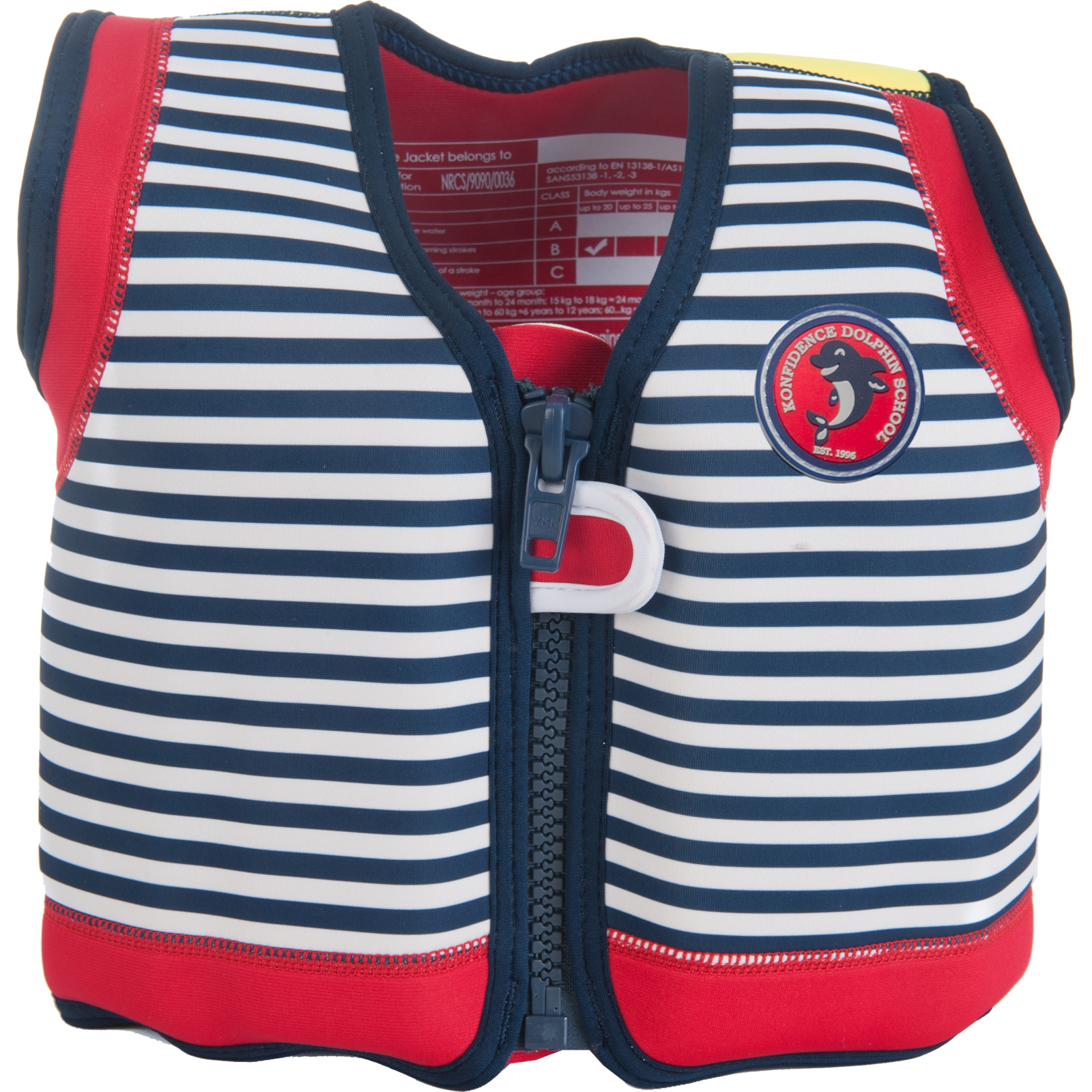 KONFIDENCE Veste de natation pour l'enfant navy rayé, 6-7 ans