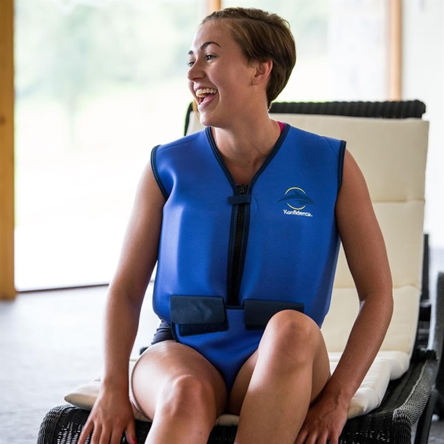 KONFIDENCE Schwimmweste für Erwachsene blau-gelb Brustumfang 96-106 cm