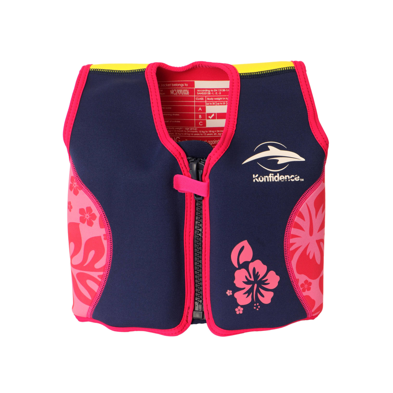 KONFIDENCE Veste de natation pour l'enfant navy hibiscus, 18-36 mois