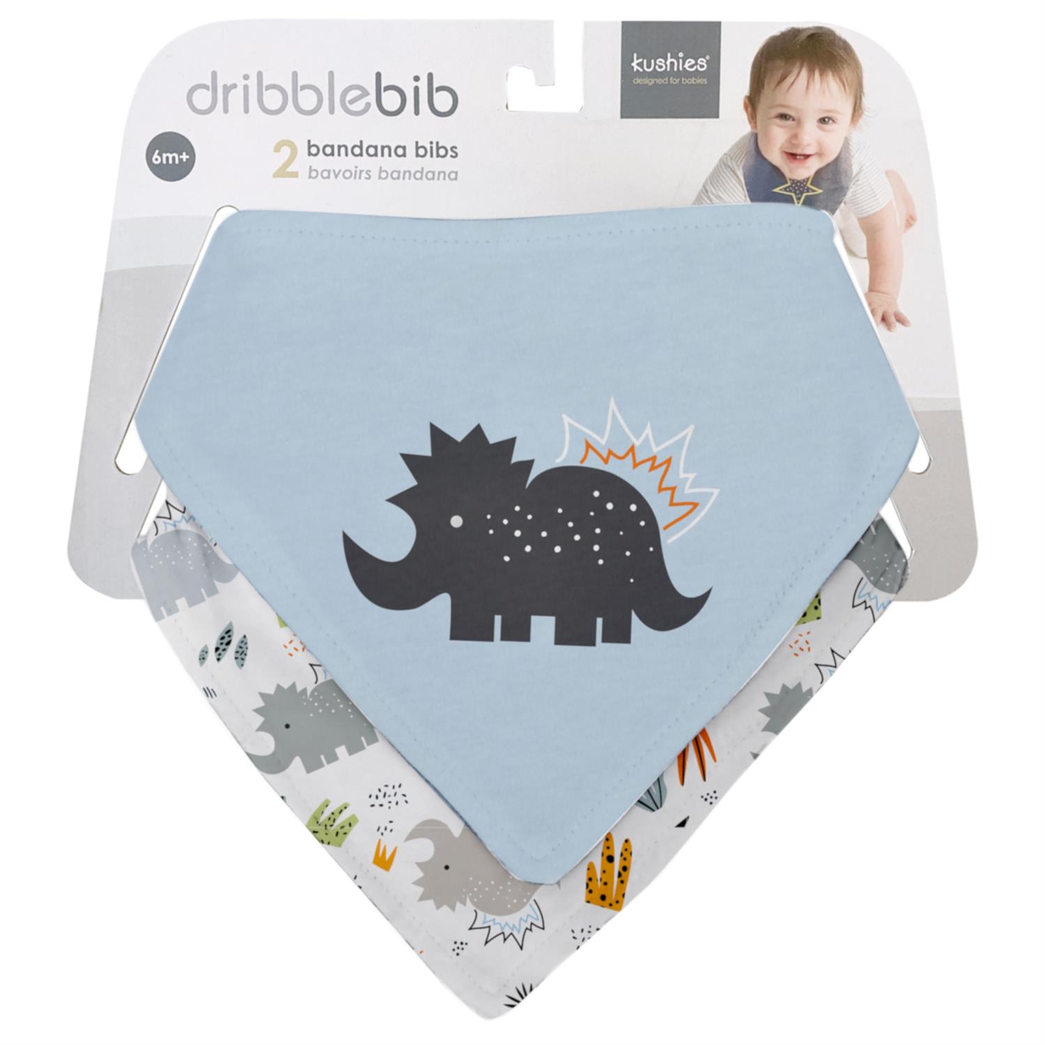 KUSHIES Bandana Lätzchen 2er Pack, Dino