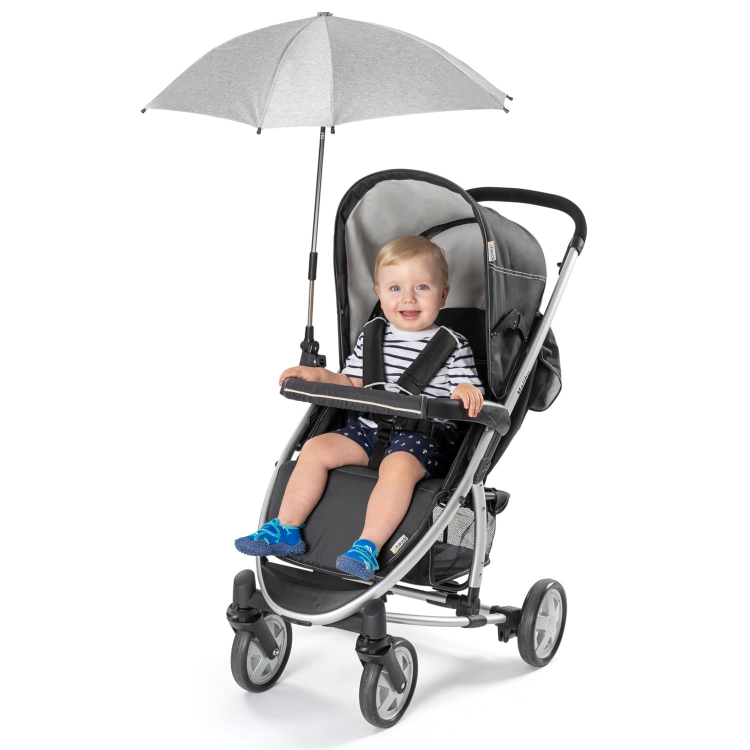 REER ShineSafe+ Kinderwagen-Sonnenschirm grau meliert