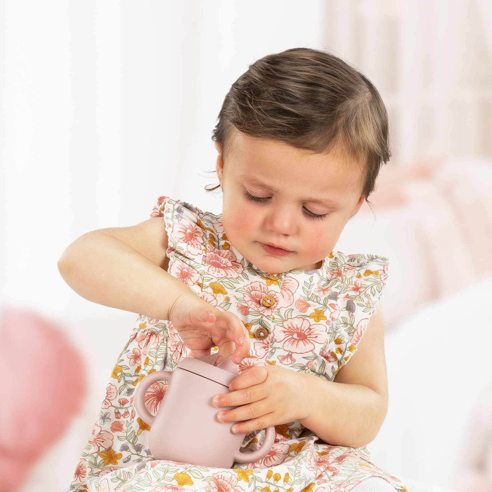 REER Trinklernbecher mit Strohhalm 2in1 rosa