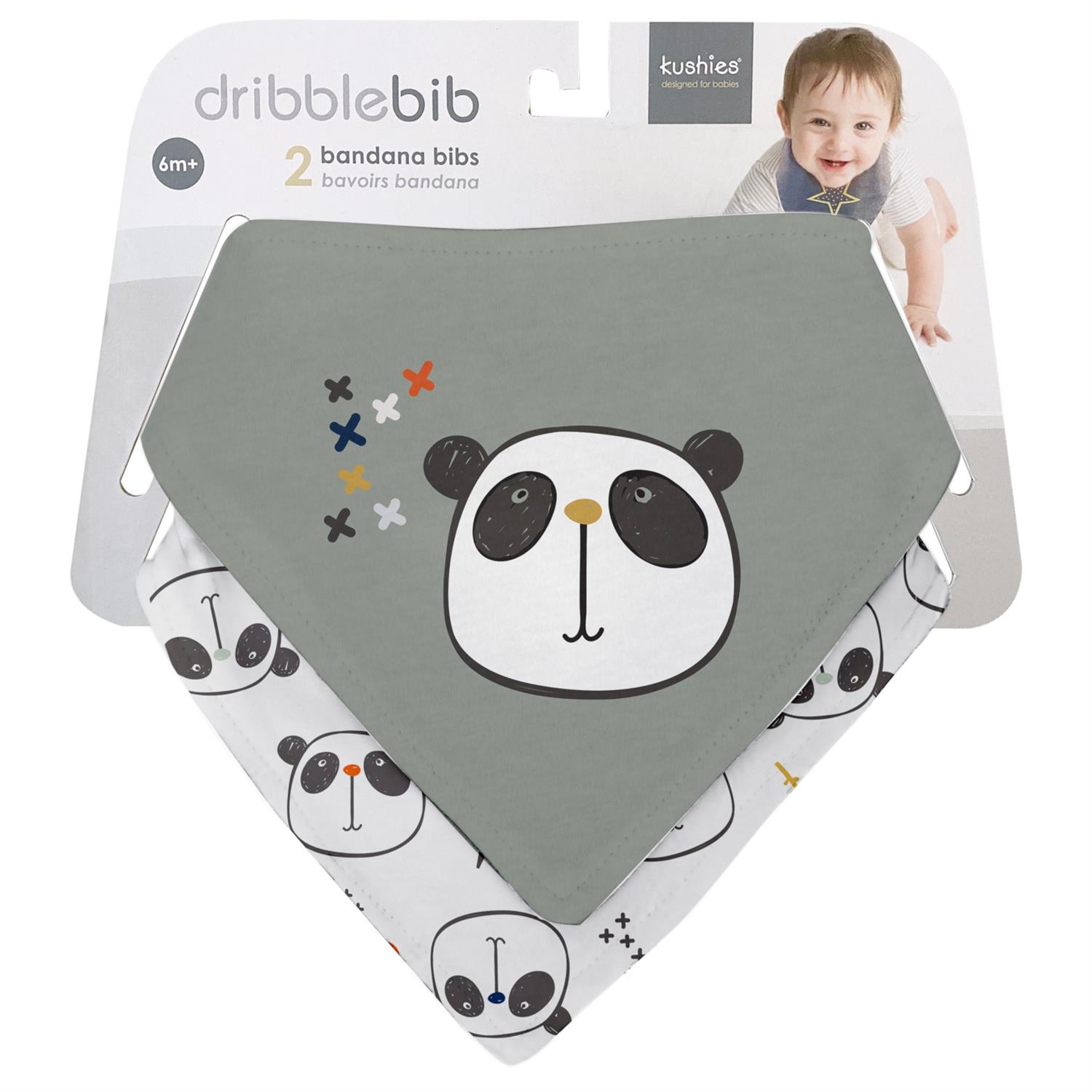 KUSHIES Bandana Lätzchen 2er Pack, Panda