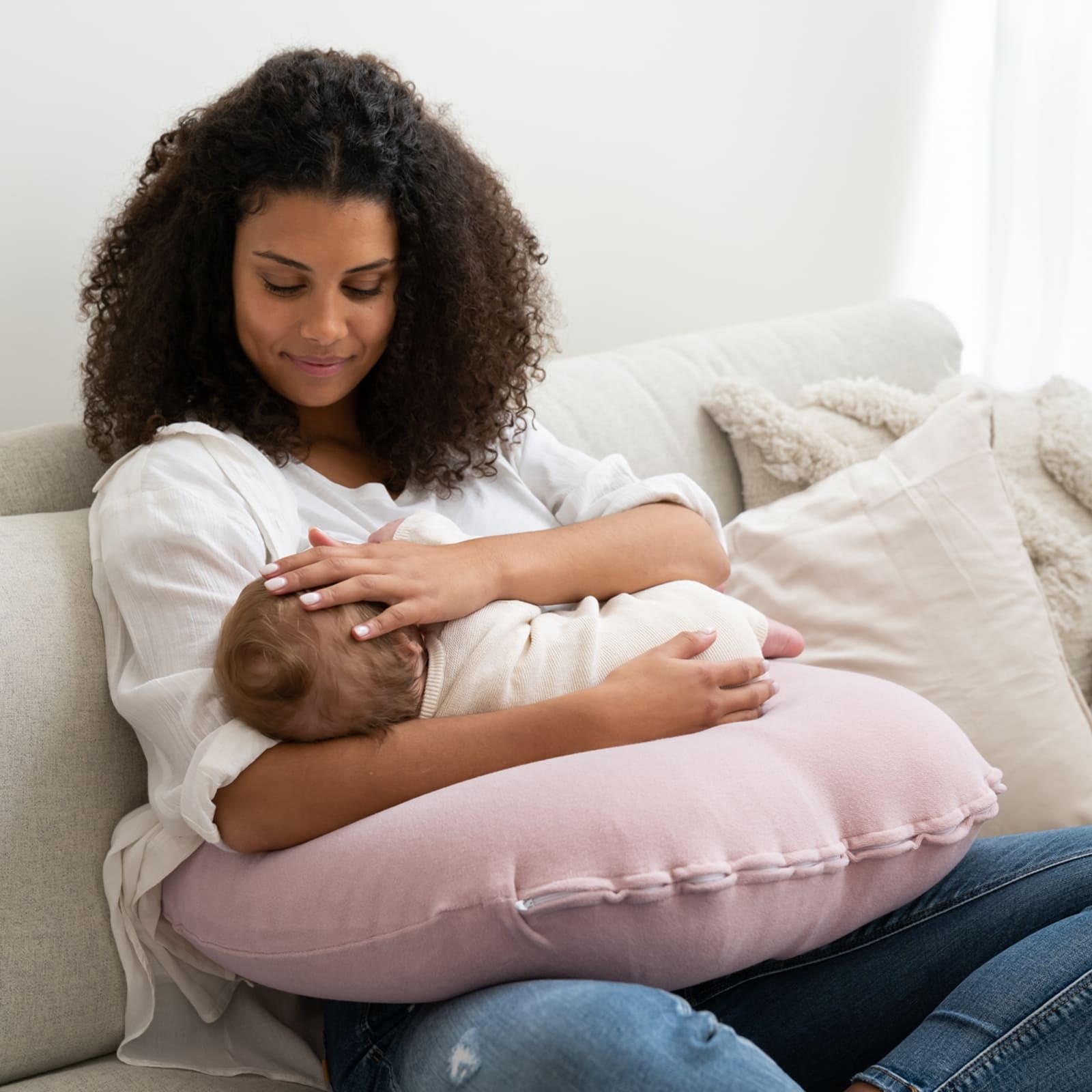 DOOMOO Aufblasbares Mehrzweckkissen Nursing Air Pillow rosa