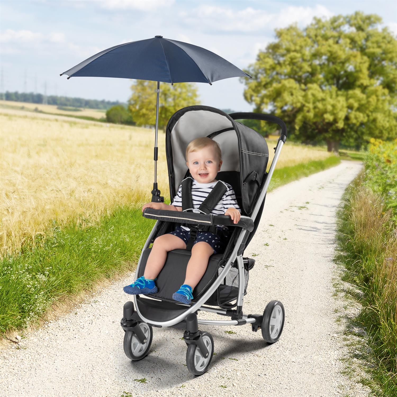 REER ShineSafe Kinderwagen-Sonnenschirm blau