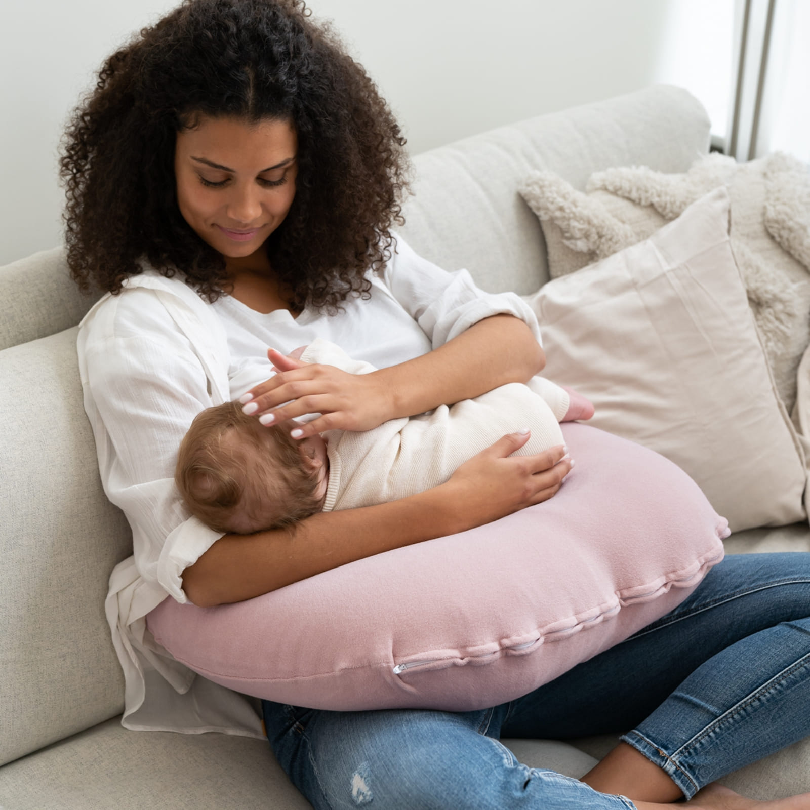 DOOMOO Aufblasbares Mehrzweckkissen Nursing Air Pillow rosa