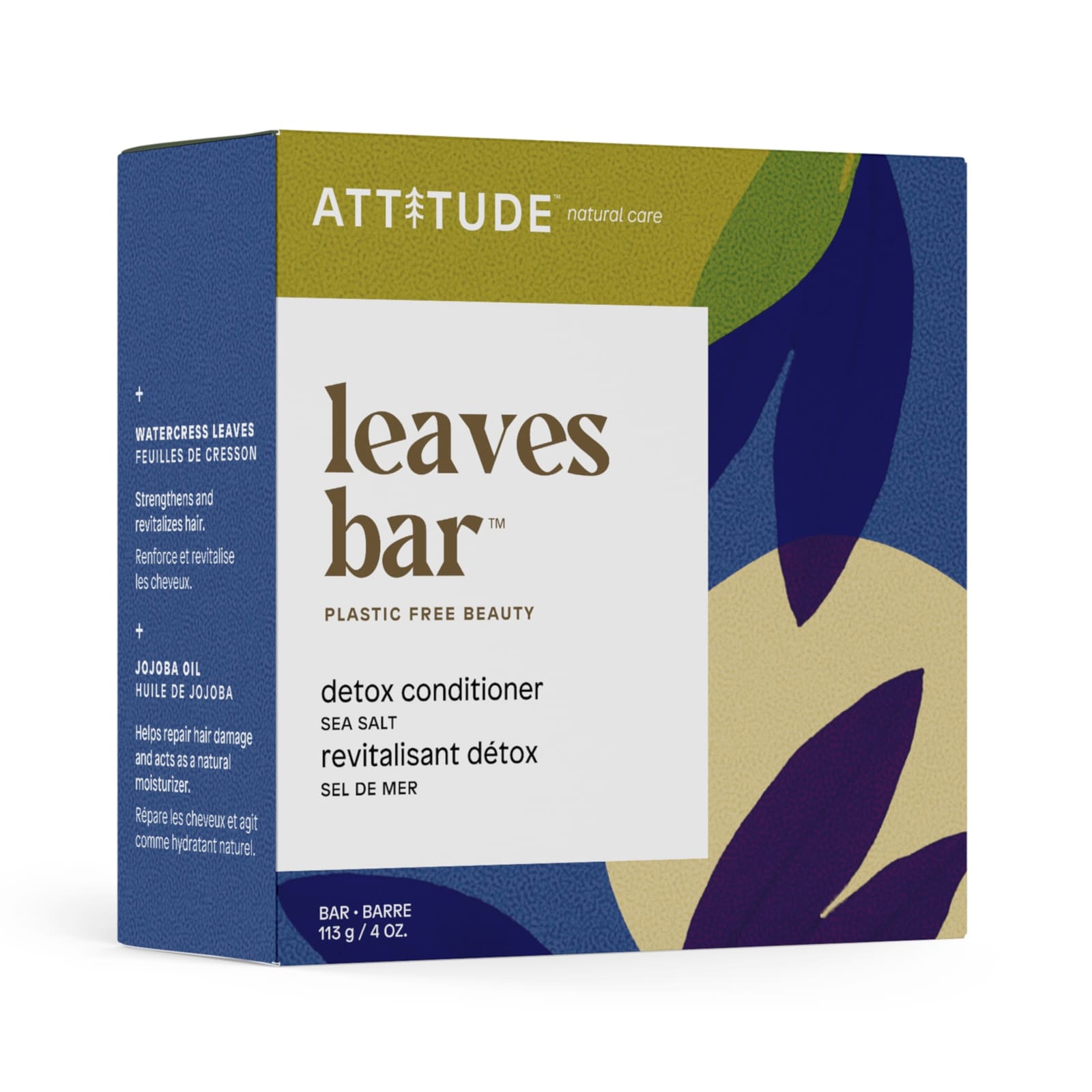 ATTITUDE Après-Shampooing détox leaves bar au sel marin 113g