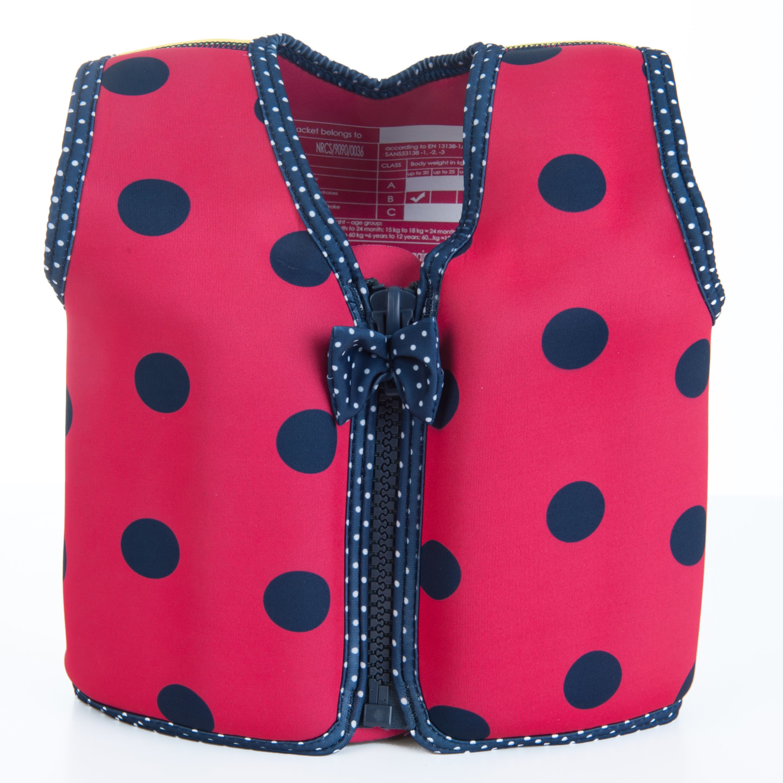 KONFIDENCE Veste de natation pour l'enfant rose vif avec points, 18-36 mois