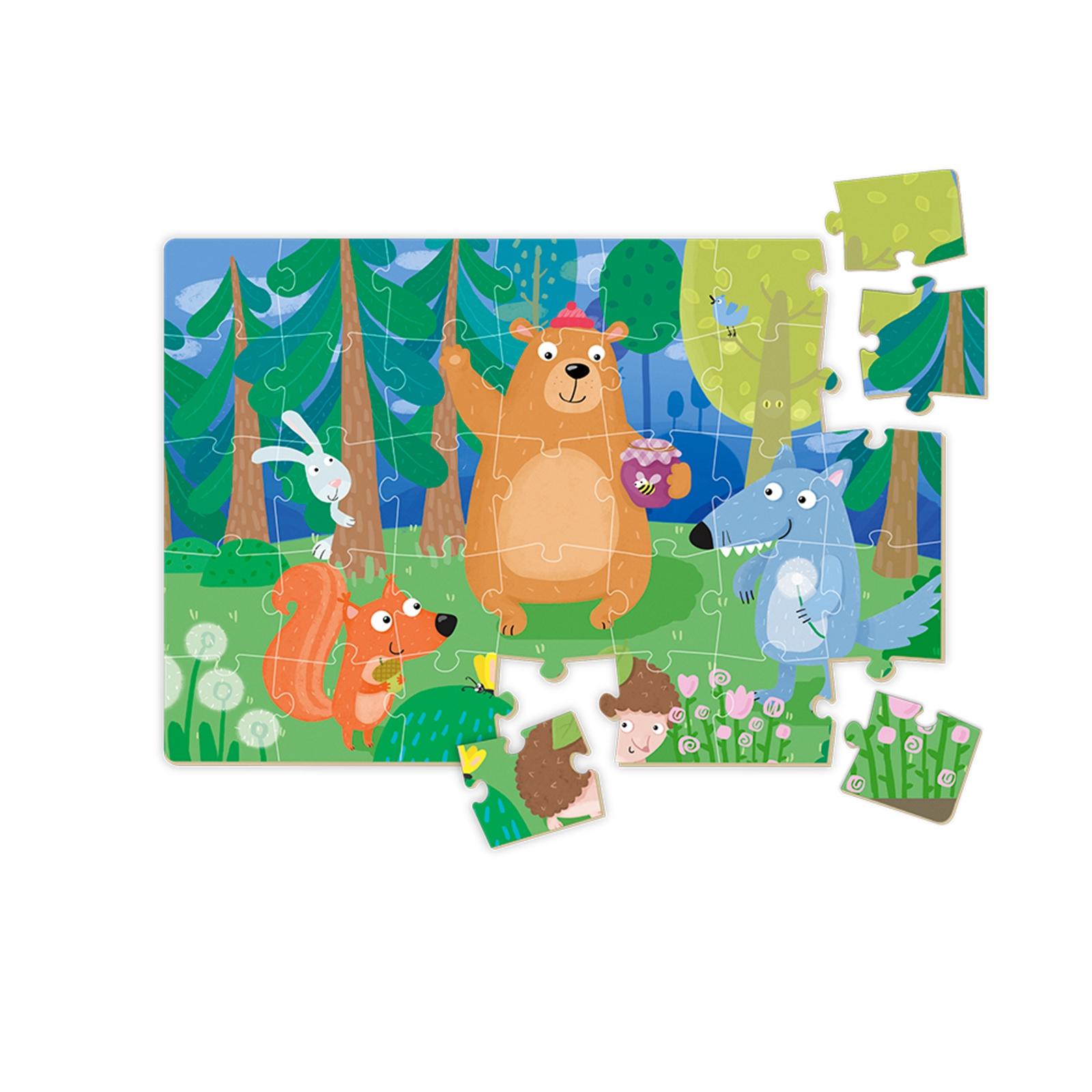 DODO Mini Puzzle Teddy und seine Freunde 35 Teile, 4J+