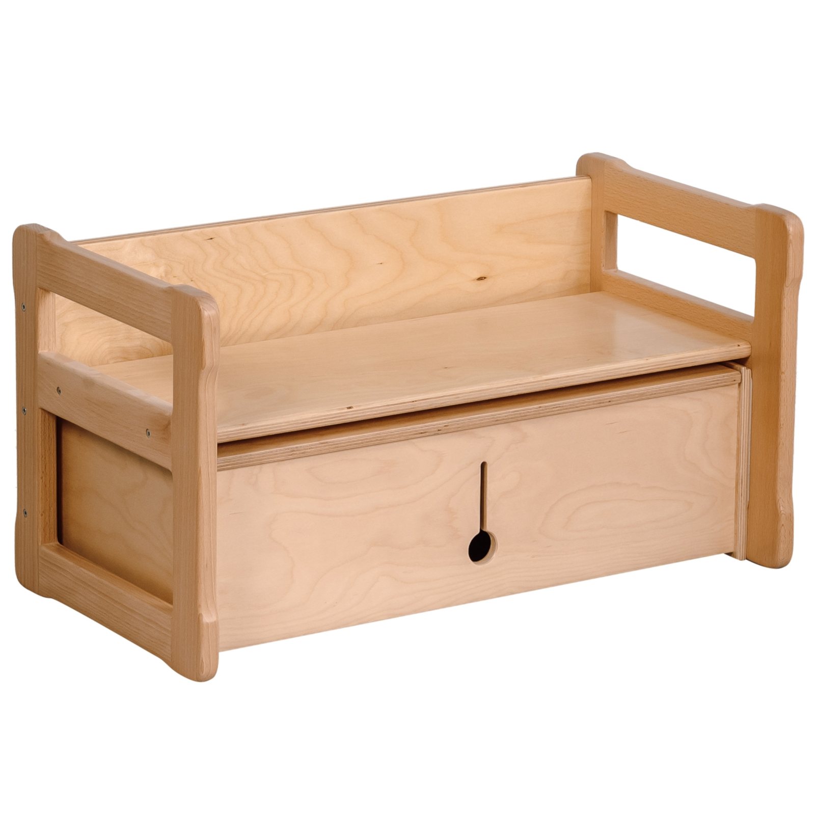 WOOD & LUCK Multifunktionale Bank mit Doppelbox natur
