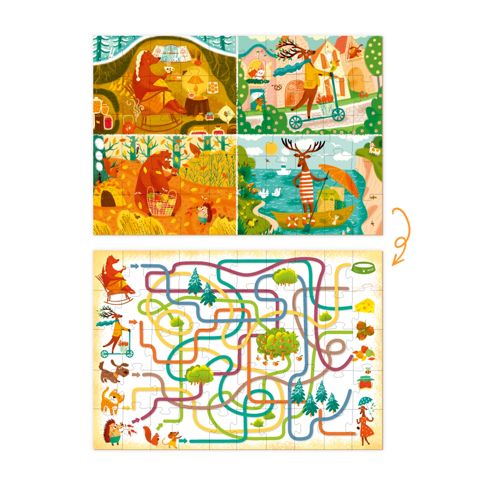 DODO MonPuzzle Tiere und Jahreszeiten 50 Teile, 4J+