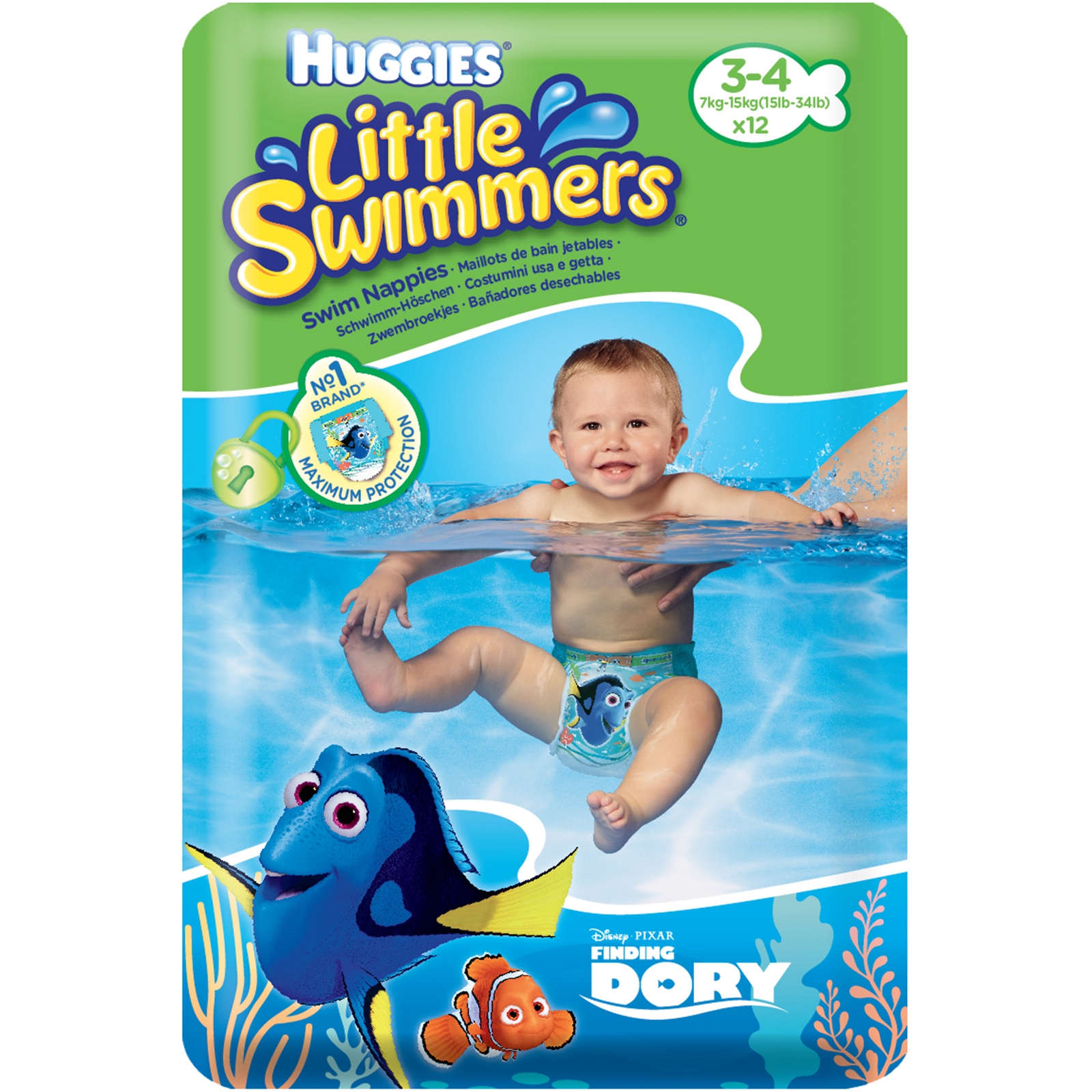 HUGGIES Schwimmhöschen Little Swimmers, Finding Dory, 7-15 kg, 12er Pack