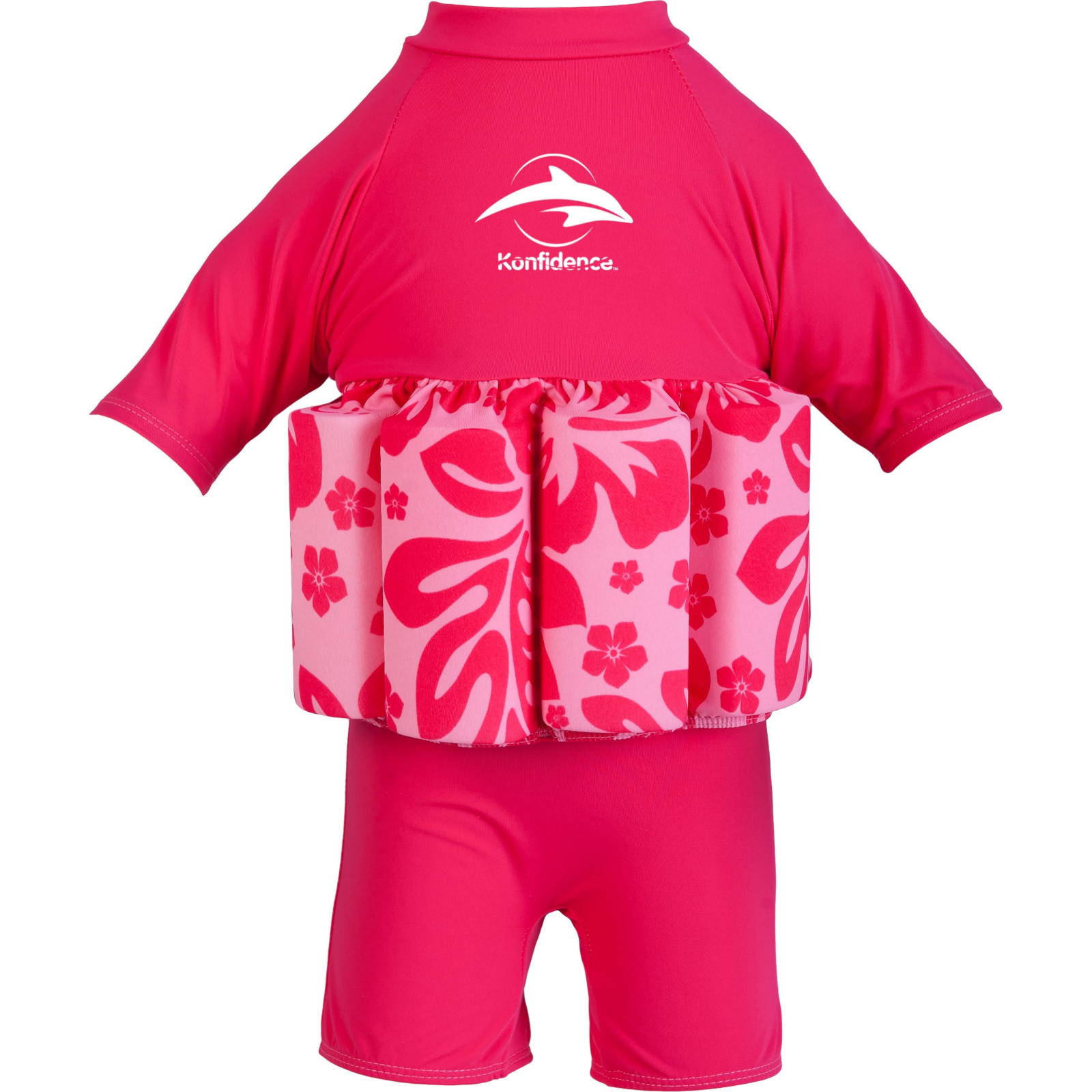 KONFIDENCE Badeanzug mit Schwimmhilfe Hibiscus pink, 4-5 Jahre