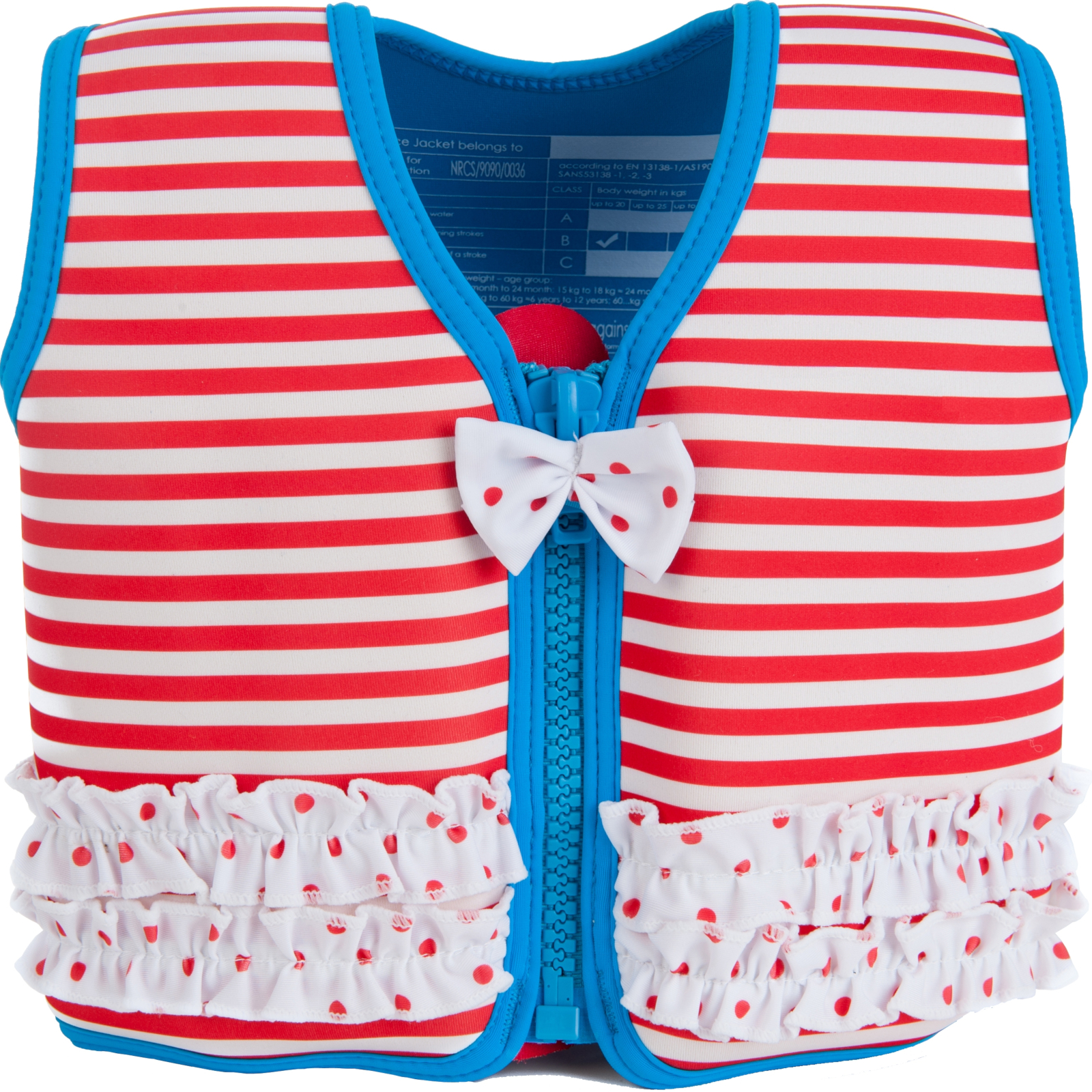 KONFIDENCE Veste de natation pour l'enfant rouge rayé, 18-36 mois