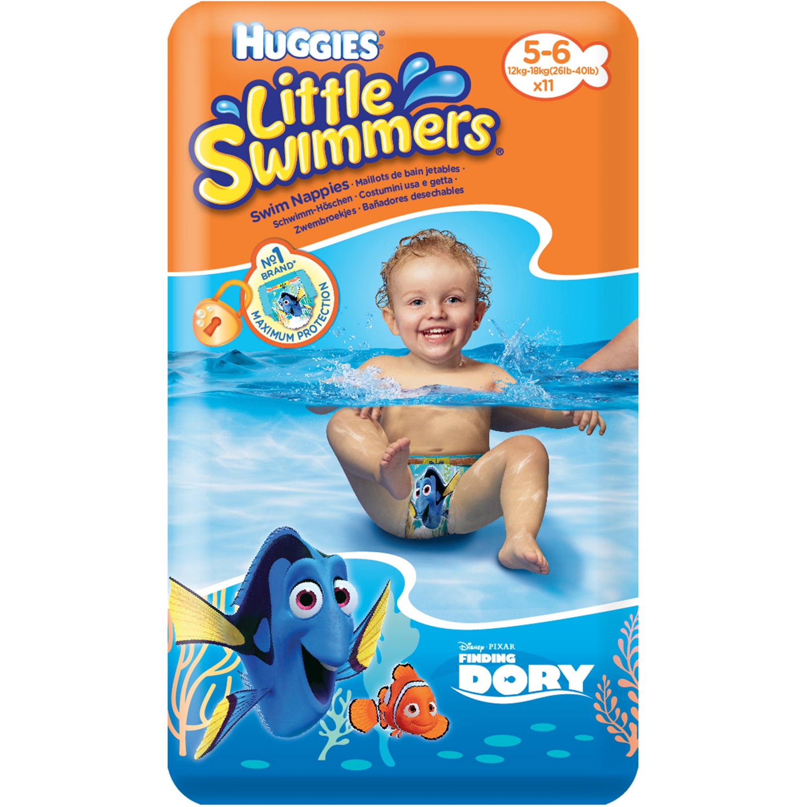 HUGGIES Schwimmhöschen Little Swimmers, Finding Dory, 12-18 kg, 11er Pack