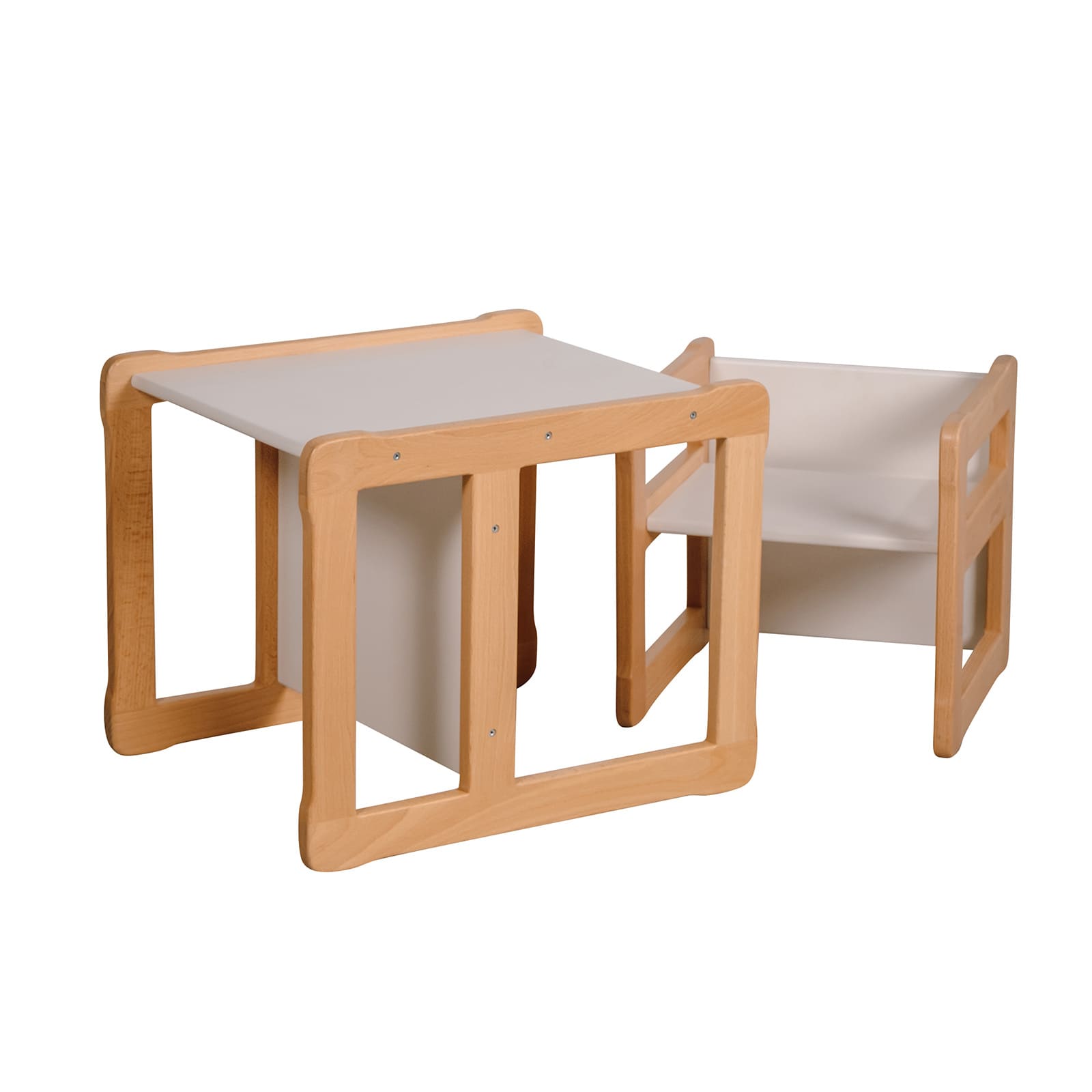 WOOD & LUCK Multifunktionaler Tisch mit 1 Stuhl weiss