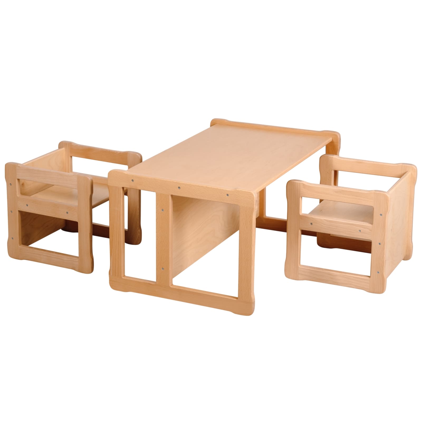 WOOD & LUCK Multifunktionaler Tisch mit 2 Stühlen natur