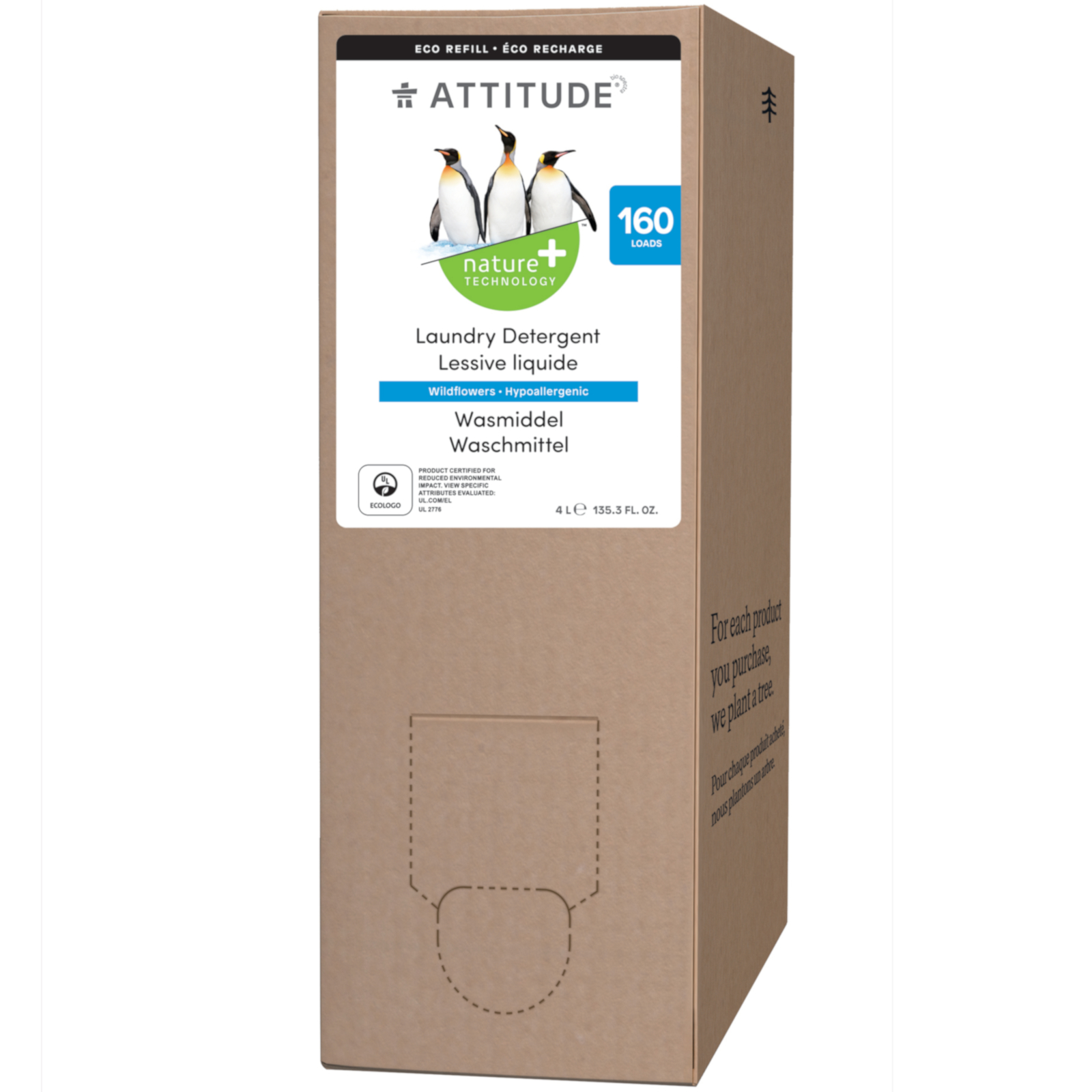 ATTITUDE Lessive liquide fleurs sauvages vrac 4 litres