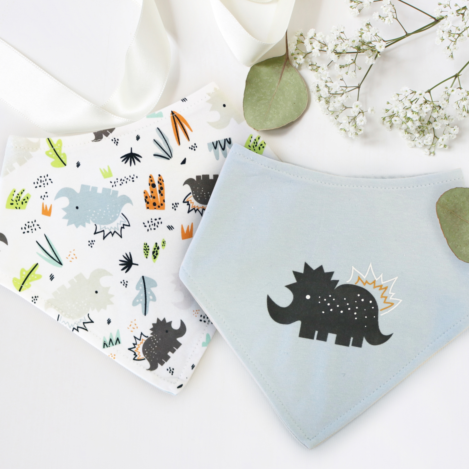 KUSHIES Bandana Lätzchen 2er Pack, Dino