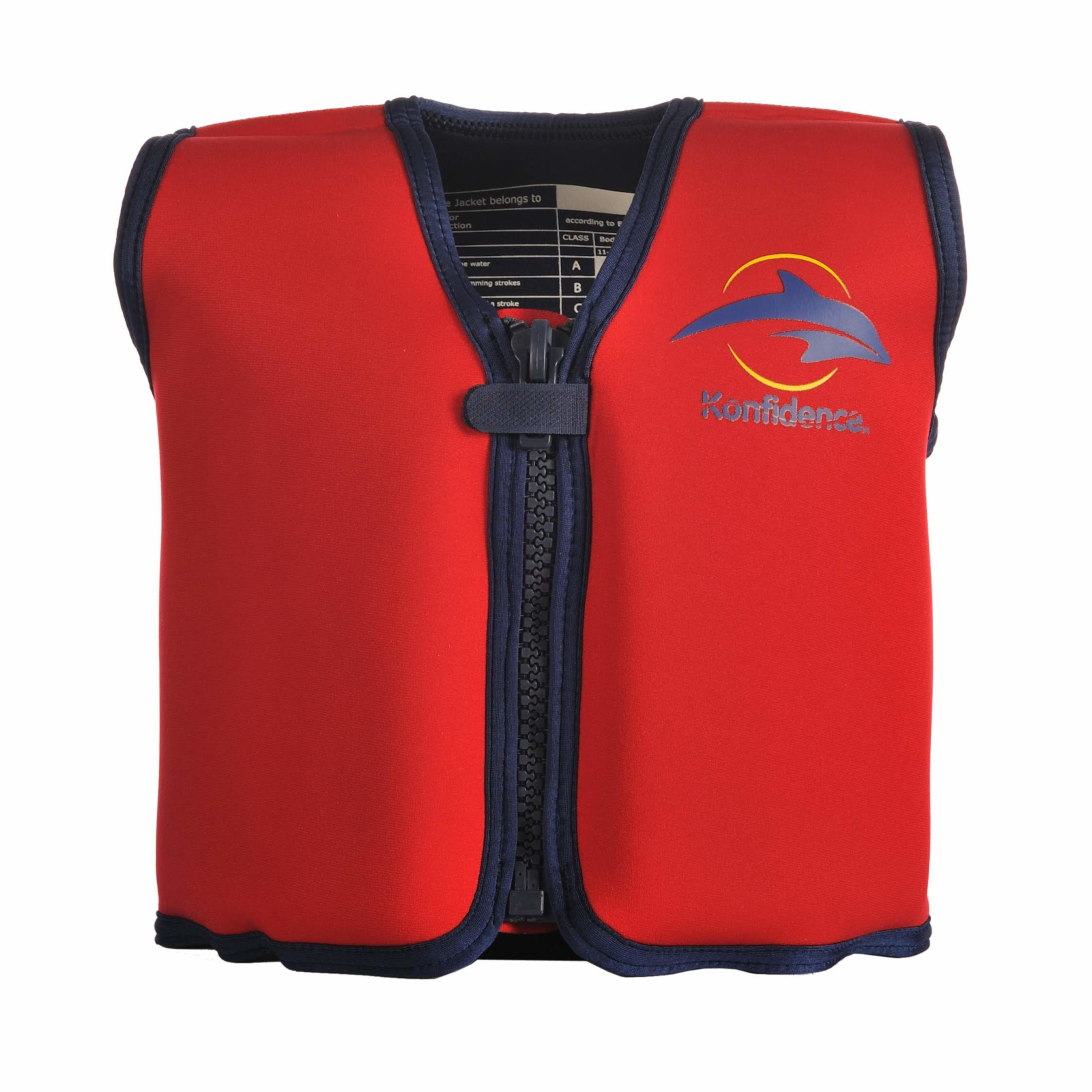 KONFIDENCE Veste de natation pour l'enfant rouge-jaune, 4-5 ans