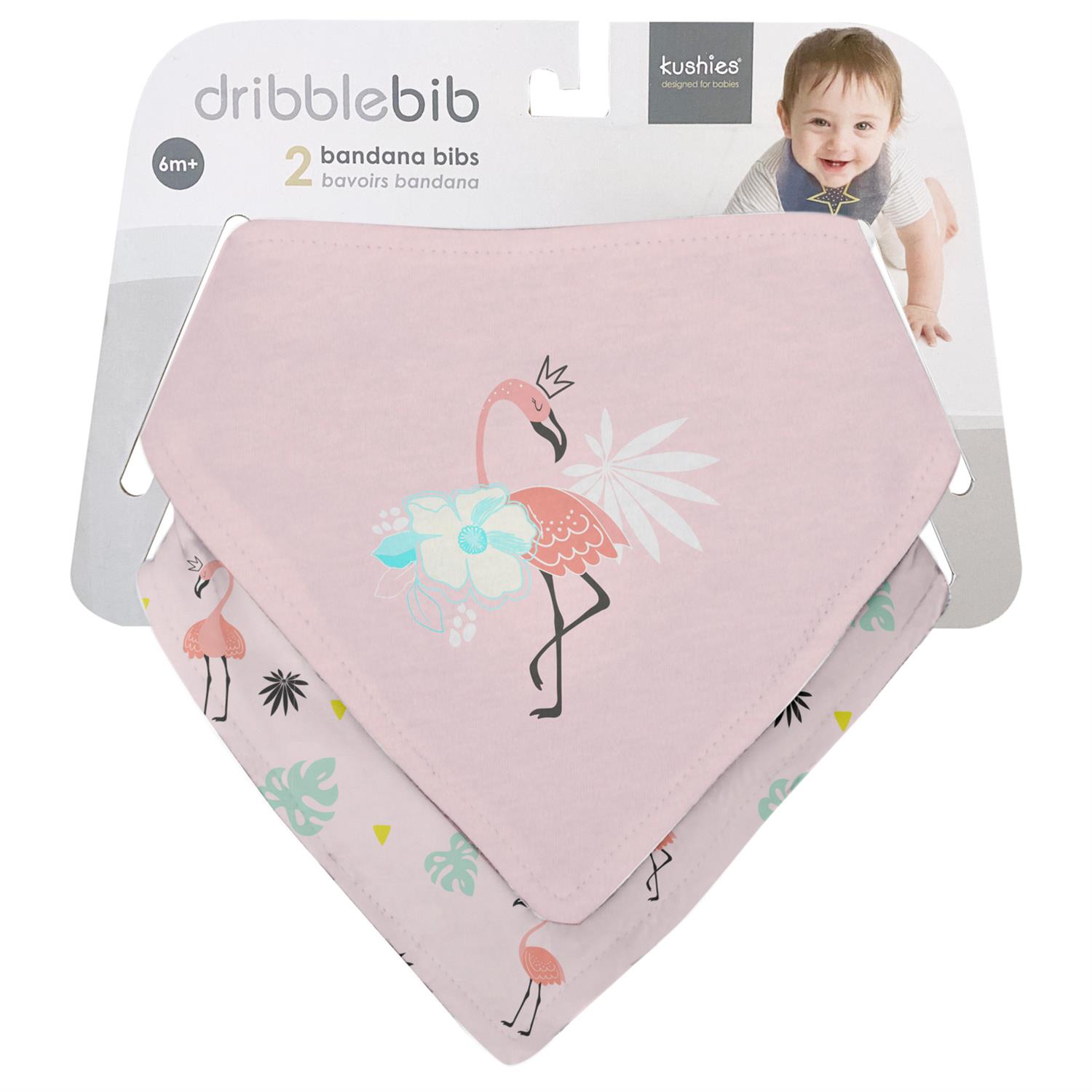 KUSHIES Bandana Lätzchen 2er Pack, Flamingo