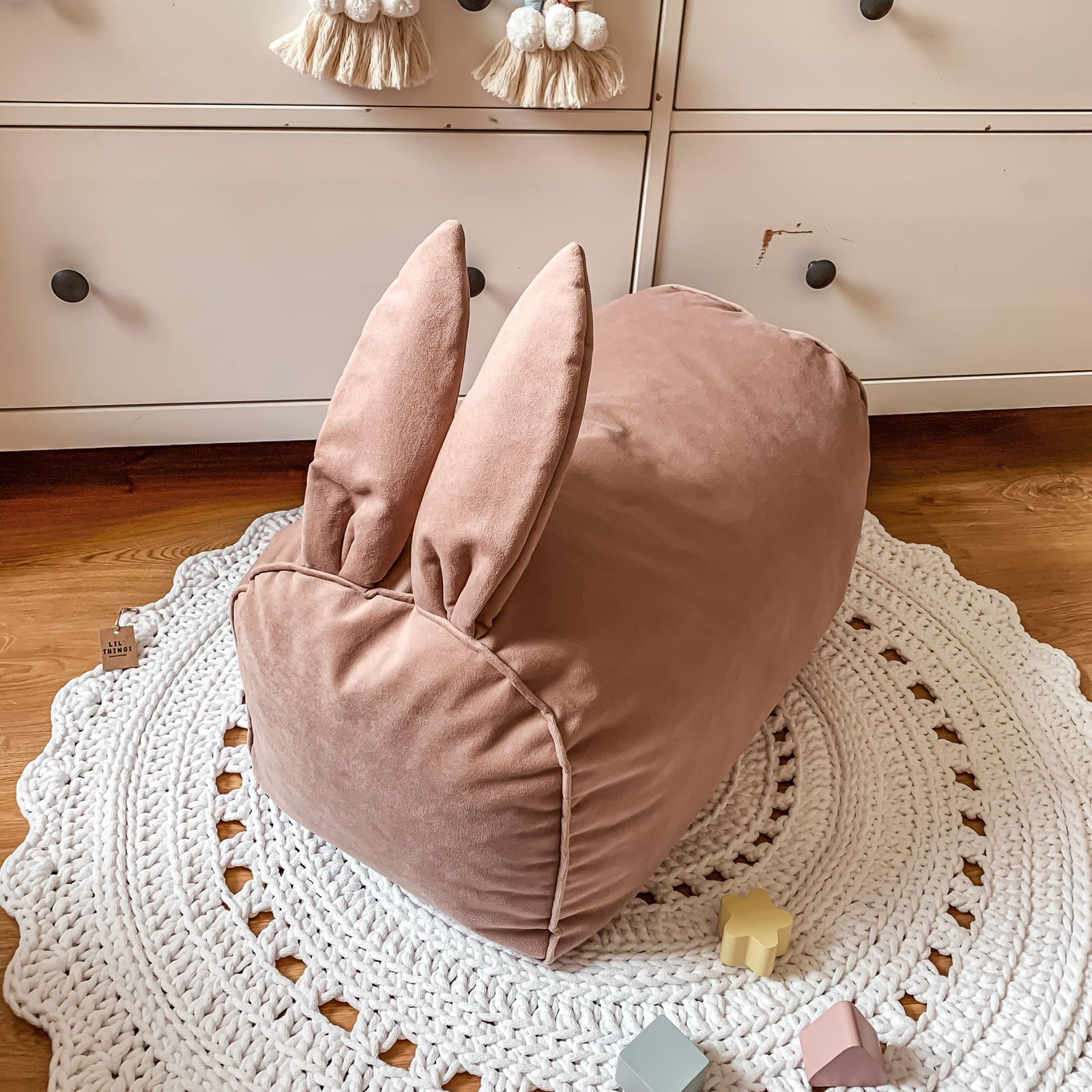 LIL'THINGS Pouf Lapin rose