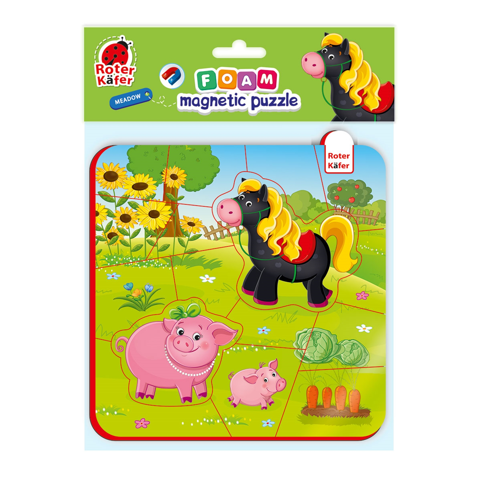 ROTER KÄFER Magnetpuzzle Baby Schwein-Pferd