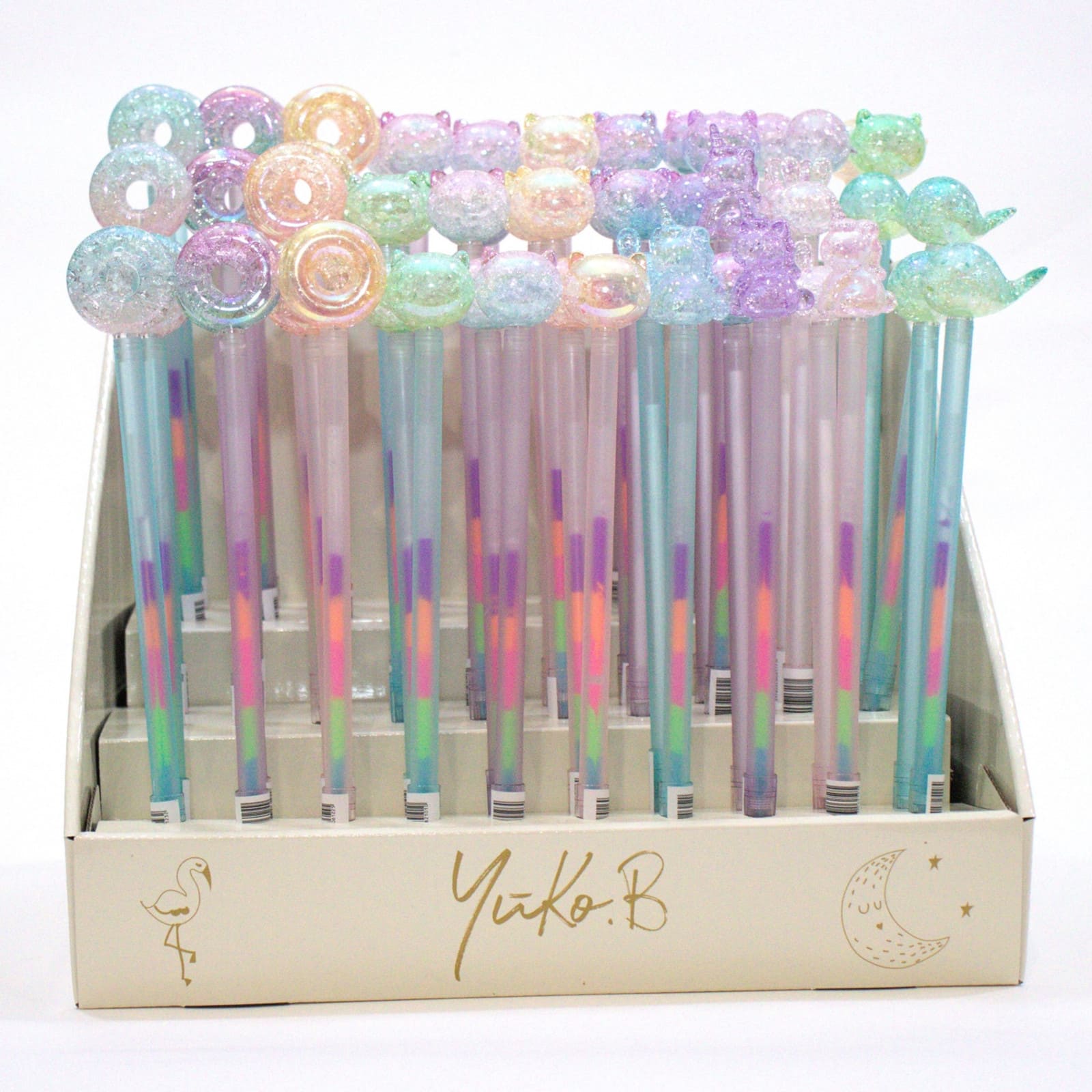 YUKO.B Presentoir de 60 stylos Magic Glitters
