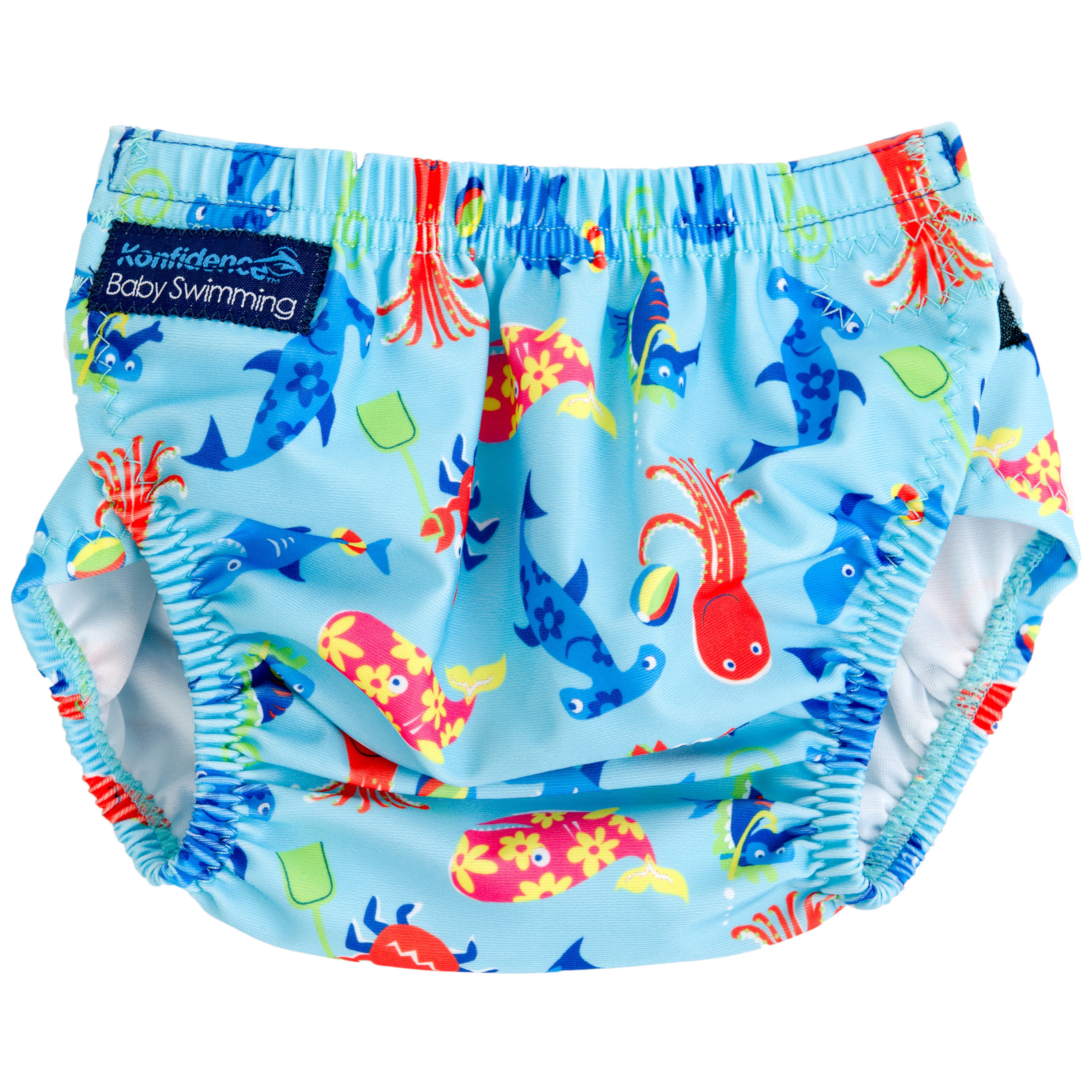 KONFIDENCE Couche de bain AquaNappy animaux marins bleu clair